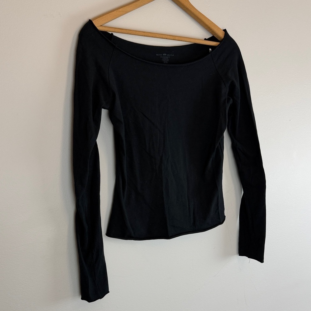Brandy Melville Wide Neck Black Long Sleeve Shirt comfortable